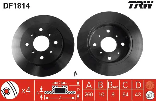 Handler.Part Brake disc TRW DF1814 1