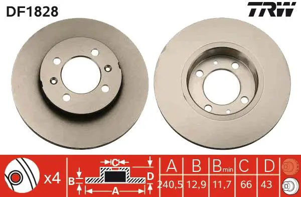 Handler.Part Brake disc TRW DF1828 1