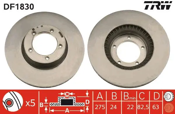 Handler.Part Brake disc TRW DF1830 1