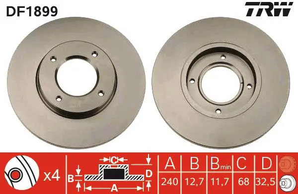 Handler.Part Brake disc TRW DF1899 1