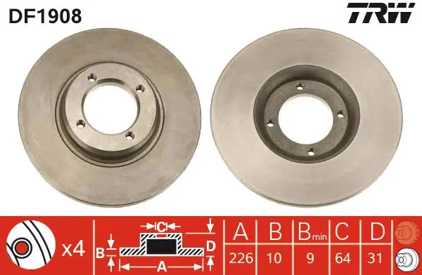 Handler.Part Brake disc TRW DF1908 1