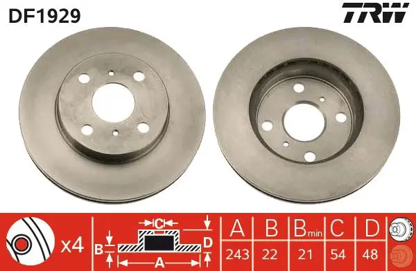 Handler.Part Brake disc TRW DF1929 1