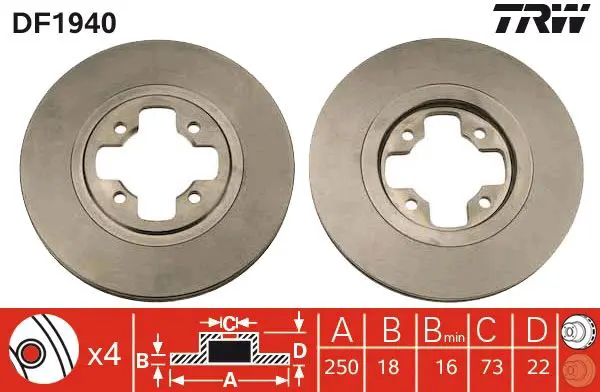 Handler.Part Brake disc TRW DF1940 1