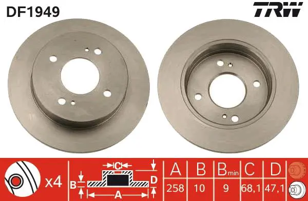 Handler.Part Brake disc TRW DF1949 1