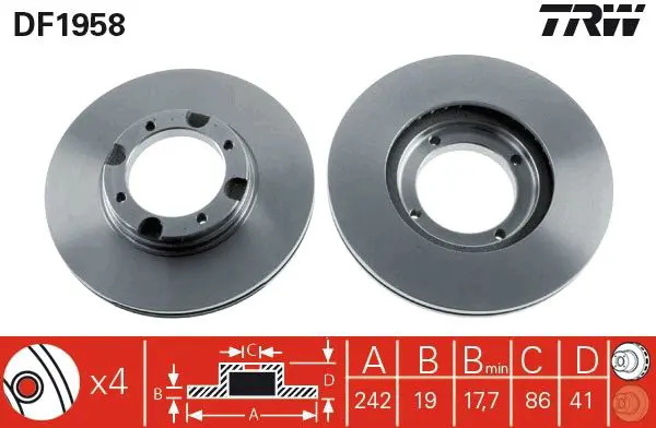 Handler.Part Brake disc TRW DF1958 1