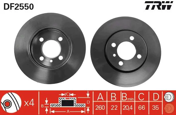 Handler.Part Brake disc TRW DF2550 1