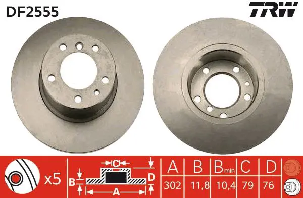 Handler.Part Brake disc TRW DF2555 1