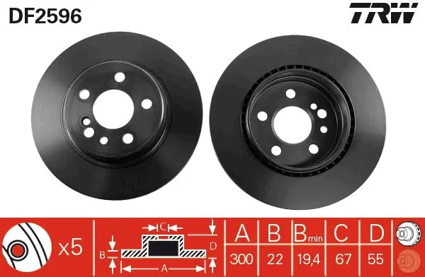 Handler.Part Brake disc TRW DF2596 1