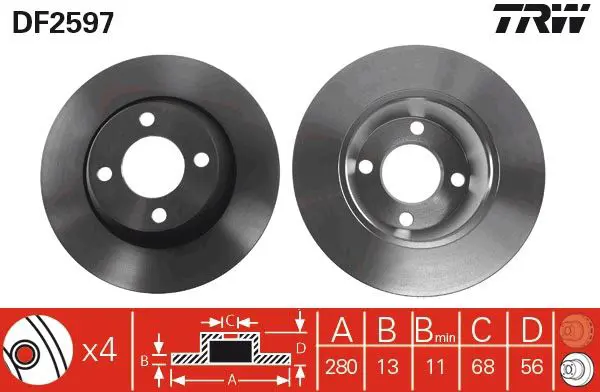 Handler.Part Brake disc TRW DF2597 1