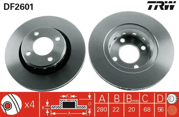 Handler.Part Brake disc TRW DF2601 1