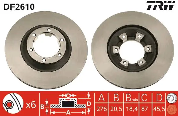 Handler.Part Brake disc TRW DF2610 1