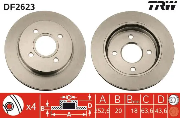 Handler.Part Brake disc TRW DF2623 1