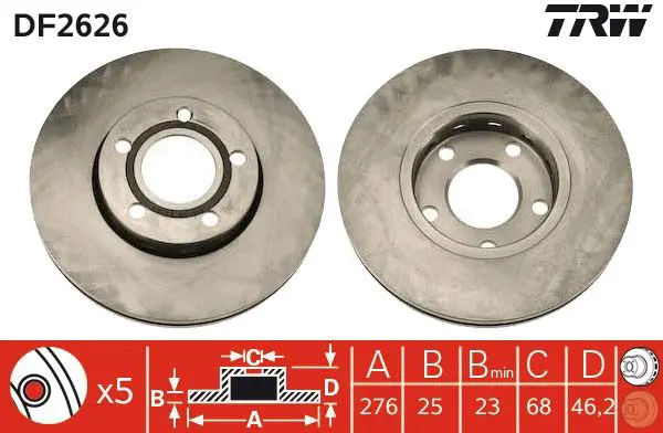 Handler.Part Brake disc TRW DF2626 1