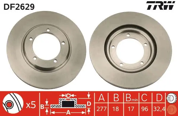 Handler.Part Brake disc TRW DF2629 1