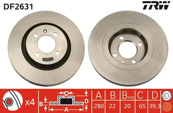 Handler.Part Brake disc TRW DF2631 1