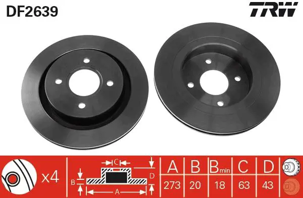 Handler.Part Brake disc TRW DF2639 1