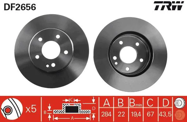 Handler.Part Brake disc TRW DF2656 1