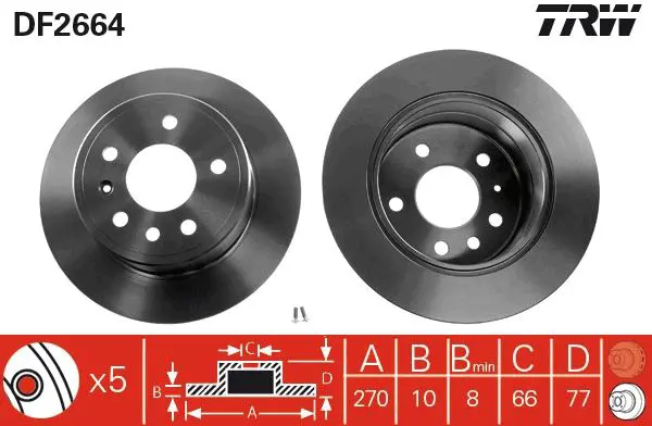 Handler.Part Brake disc TRW DF2664 1