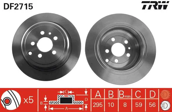 Handler.Part Brake disc TRW DF2715 1