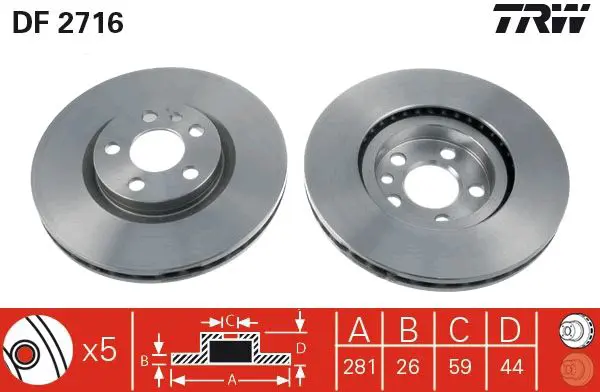 Handler.Part Brake disc TRW DF2716 1