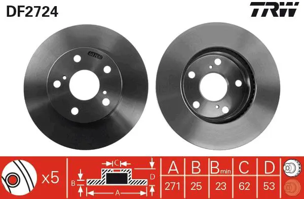 Handler.Part Brake disc TRW DF2724 1