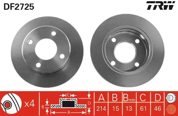 Handler.Part Brake disc TRW DF2725 1