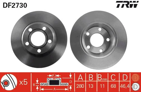 Handler.Part Brake disc TRW DF2730 1