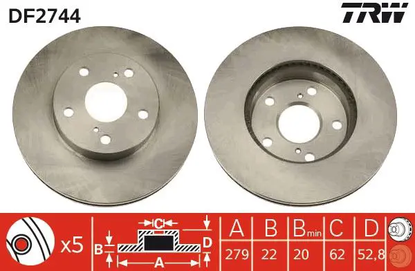 Handler.Part Brake disc TRW DF2744 1