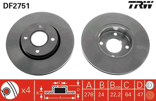 Handler.Part Brake disc TRW DF2751 1