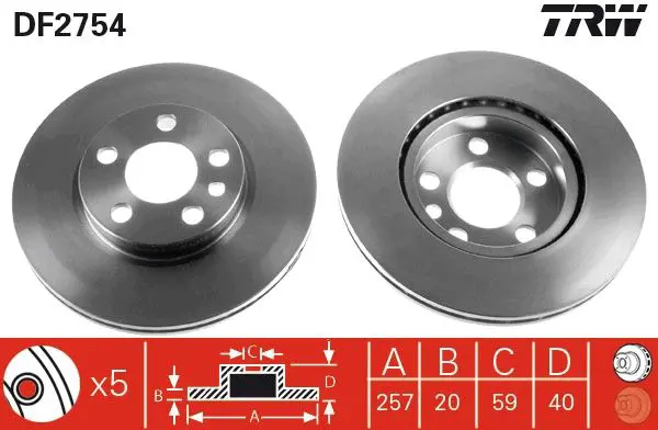 Handler.Part Brake disc TRW DF2754 1