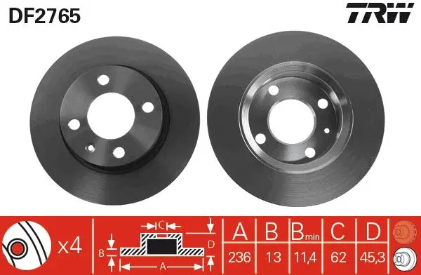 Handler.Part Brake disc TRW DF2765 1