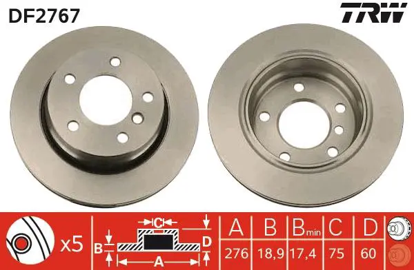 Handler.Part Brake disc TRW DF2767 1