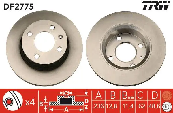 Handler.Part Brake disc TRW DF2775 1