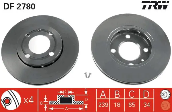 Handler.Part Brake disc TRW DF2780 1