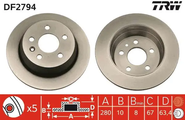 Handler.Part Brake disc TRW DF2794 1