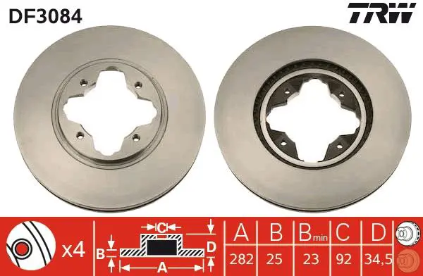 Handler.Part Brake disc TRW DF3084 1