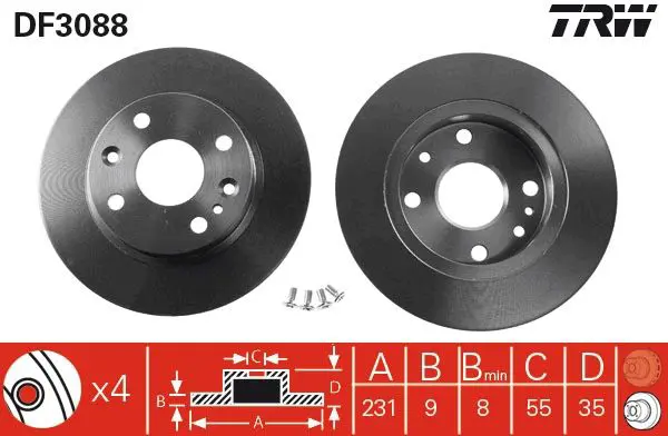 Handler.Part Brake disc TRW DF3088 1