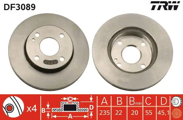 Handler.Part Brake disc TRW DF3089 1