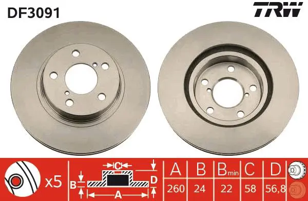 Handler.Part Brake disc TRW DF3091 1