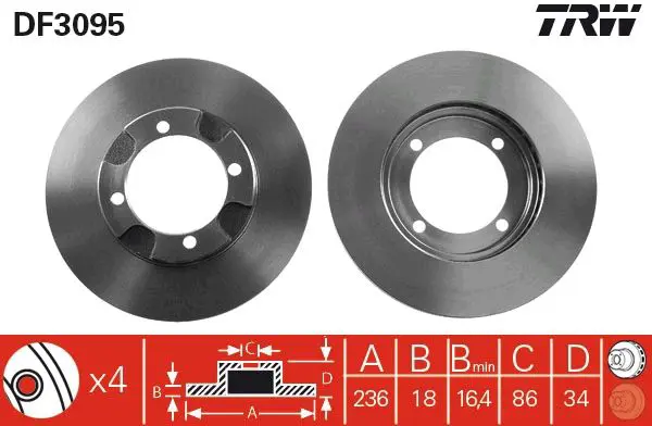 Handler.Part Brake disc TRW DF3095 1