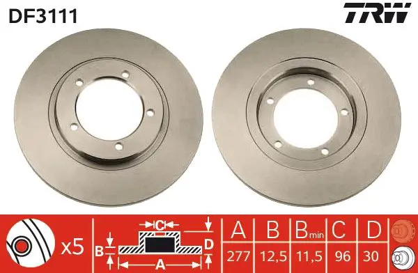 Handler.Part Brake disc TRW DF3111 1