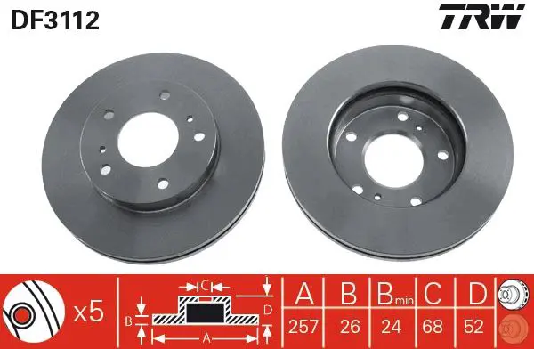 Handler.Part Brake disc TRW DF3112 1