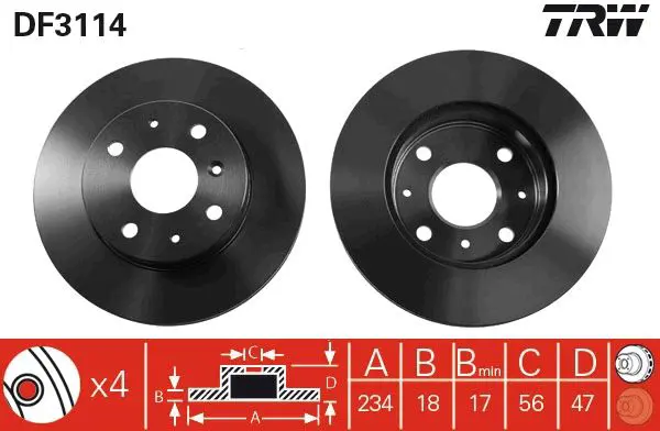 Handler.Part Brake disc TRW DF3114 1