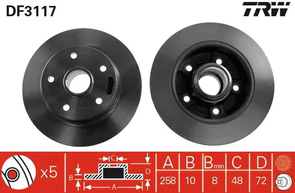 Handler.Part Brake disc TRW DF3117 1