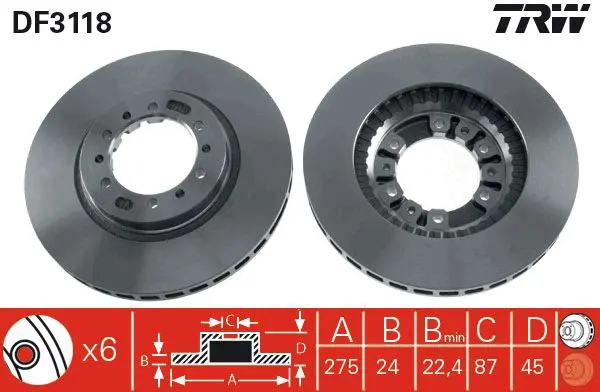 Handler.Part Brake disc TRW DF3118 1