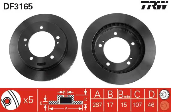 Handler.Part Brake disc TRW DF3165 1