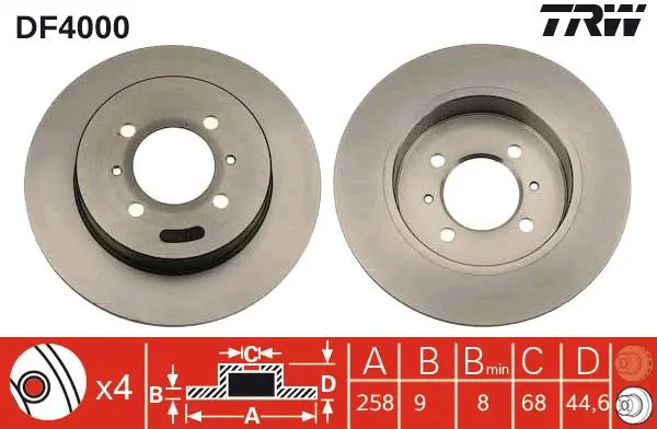 Handler.Part Brake disc TRW DF4000 1