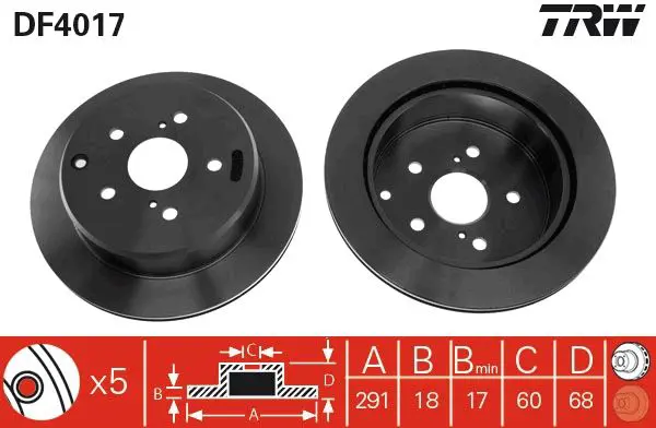 Handler.Part Brake disc TRW DF4017 1