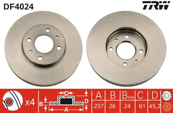 Handler.Part Brake disc TRW DF4024 1