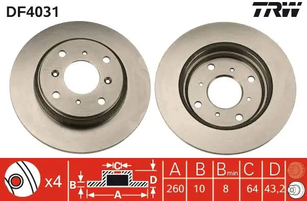 Handler.Part Brake disc TRW DF4031 1